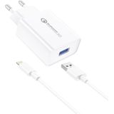 Foneng EU13 Wall Charger and USB to Lightning Cable Combo, 3A (White)