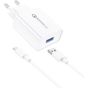 Foneng EU13 Wall Charger and USB to Lightning Cable Combo, 3A (White)