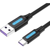 Vention CORBI 3m Black PVC USB 2.0 A to USB-C 5A Cable