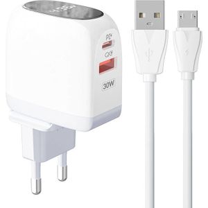 LDNIO A2522C Wall Charger USB-C 30W with MicroUSB Cable