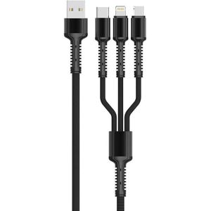 LDNIO LC93 3in1 3.4A Multi-Connector USB Cable (Black)