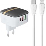 LDNIO A3513Q Wall Charger with 2USB, 32W USB-C + USB-C to Lightning Cable