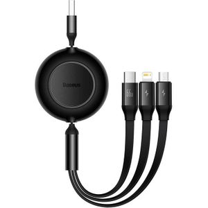 Baseus Bright Mirror 3 USB Cable, 3-in-1 for Micro USB/USB-C/Lightning, 66W/2A, 1.1m (Black)