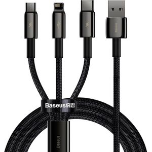 Baseus Tungsten Gold 3-in-1 USB Cable - USB to Micro USB/USB-C/Lightning, 3.5A, 1.5m (Black)