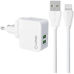LDNIO A2203 2-USB Wall Charger with Lightning Cable