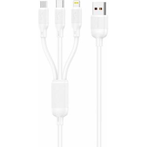 Foneng X80 3-in-1 USB-C/Lightning/Micro USB Charging Cable, 100W, 1.2m (White)