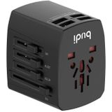 Budi 4x USB Universal Wall Charger / AC Adapter, 5A, EU/UK/AUS/US/JP (Black)