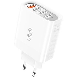 White Wall Charger with XO L100 USB Quick Charge 3.0 and 3 x USB 2.4A Ports