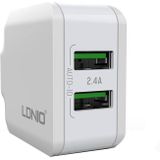 LDNIO A2201 Wall Charger with 2 USB Ports and Lightning Cable