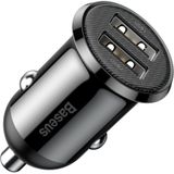 Baseus Compacte Dubbele USB Poort Autolader 4.8A Zwart