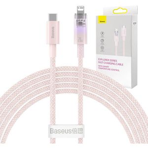 Baseus Explorer USB-C naar Apple Lightning Kabel PD 20W Roze 2 Meter