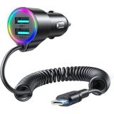 Joyroom JR-CL24 Car Charger with 2x USB and Type-C Cable (Black)