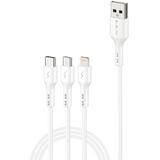 Foneng X36 Triple USB-C/Lightning/Micro USB Cable, 2.4A, 2m (White)
