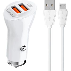 LDNIO C511Q Car Charger with 2 USB Ports and MicroUSB Cable