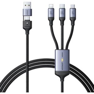 USB Joyroom SA21-2T3 6-in-1 100W High Speed Cable, 1.5m (Black)
