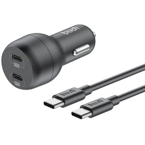 Budi 40W Dual USB-C Car Charger with USB-C to USB-C Cable (Black)
