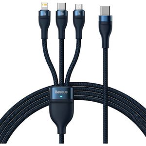 Baseus Flash Series 2 3-in-1 USB Cable with USB-C, micro USB, and Lightning Connectors, 100W, 1.5m (Blue)