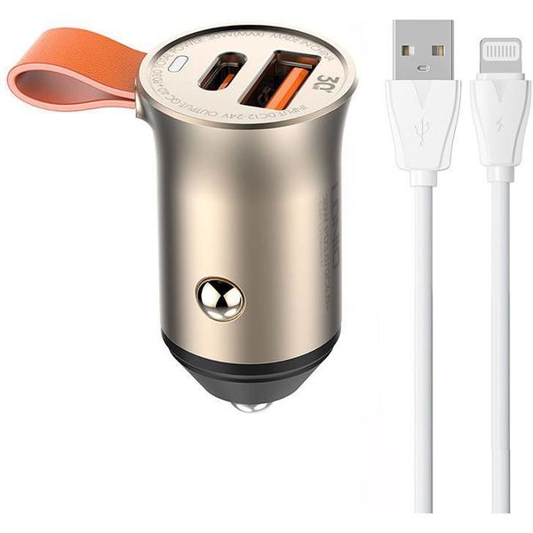 Budi Retractable USB-C to Lightning Cable PD 20W - Gold Call
