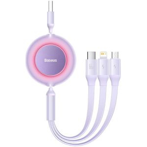 Baseus Bright Mirror 3, Multi-Device USB 3-in-1 Cable Compatible with Micro USB/USB-C/Lightning 66W/2A 1.1m (Purple)