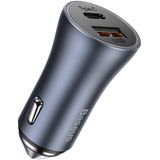 Baseus Gray Contactor Pro Car Charger with Dual USB and USB-C Ports, Quick Charge 4.0+, Power Delivery, Smart Charge Protocol, 40W