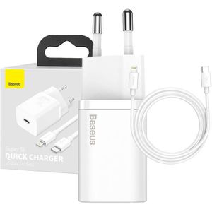 Baseus Super Quick Charge 1C 20W with USB-C to Lightning Cable 1m (White)