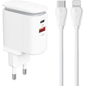 LDNIO A2423C Wall Charger with USB-C and Lightning Connectors