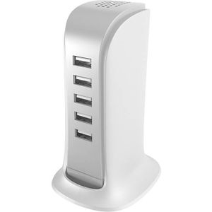 Dudao A5EU 5-Port USB Charger with White Power Cable