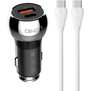 LDNIO C1 USB Car Charger with USB-C to USB-C Cable