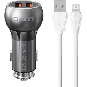 LDNIO C503Q Dual-USB Car Charger with Lightning Cable