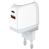 LDNIO A2522C USB Wall Charger with 30W USB-C and USB-C to Lightning Cable.