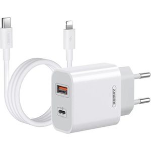 Remax RP-U68 20W USB-C and USB White Wall Charger with Lightning Cable