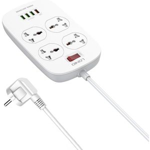 LDNIO SC4407 Power Strip with 4 AC Sockets, 4x USB, EU/US Plug, 2500W (White)