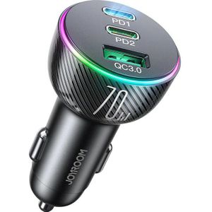 Joyroom JR-CL26 Dual USB-C PD Car Charger with 1x USB 70W (Black)