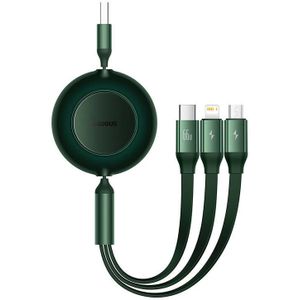 Baseus Bright Mirror 3, 3-in-1 USB Cable for Micro USB, USB-C, and Lightning 66W/2A 1.1m (Green)