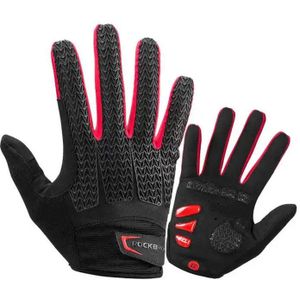 Rockbros Bicycle Full Finger Gloves, Size Large, Red and Black (S169-1BR)