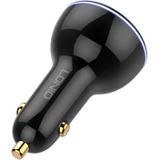 LDNIO C102 Car Charger with Dual USB-C Output, 160W Max and USB to Lightning Cable (Black)