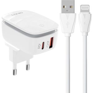 LDNIO A2425C Wall Charger with USB, USB-C, and Lightning Cable