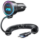 Joyroom JR-CL07 3-in-1 Car Charger with 1x USB, 1x PD, 55W and Black Type-C Cable