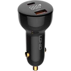 LDNIO C101 Car Charger with Dual USB and USB-C Ports, 100W Power Output, and USB to Micro USB Cable (Black)