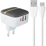 LDNIO A3513Q 2-USB 32W Wall Charger with USB-C and MicroUSB Cable