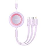 Baseus Bright Mirror 2 3-in-1 USB Cable for Micro USB, USB-C, and Lightning with 3.5A Output and 1.1m Length (Purple)