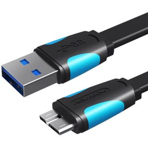 Vention VAS-A12-B025 0.25m Black Flat USB 3.0 A to Micro-B Cable