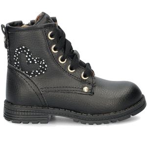 Nelson Kids Leren Veterboots Zwart