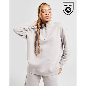Nike Graphic Swoosh Oversized 1/4 Zip Top, College Grey