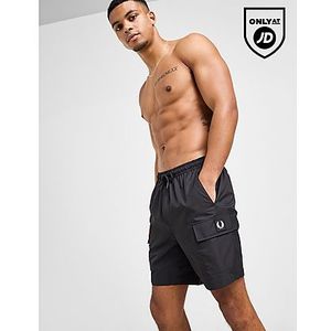 Fred Perry Badge Cargo Swim Shorts, Black