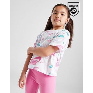 Nike Girls' All Over Print T-Shirt/Shorts Set Children, White