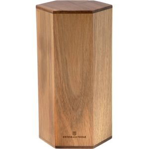 Knivesandtools Magnetic Knife Block B200-24, 6-zijdig magnetisch messenblok, acaciahout