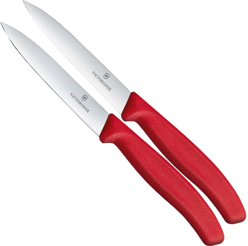 Victorinox Swiss Classic 6.7791.2C1 Straight/Wavy, Red, set van 2 groentemesjes, 10 cm