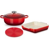 Le Creuset 2022 Set Cerise, gietijzer aardewerk en silicone, pannenset