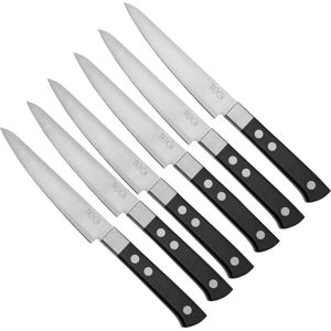 Maserin TEGI 2500TG01-N 6-delige steakmessenset met roltas, zwart